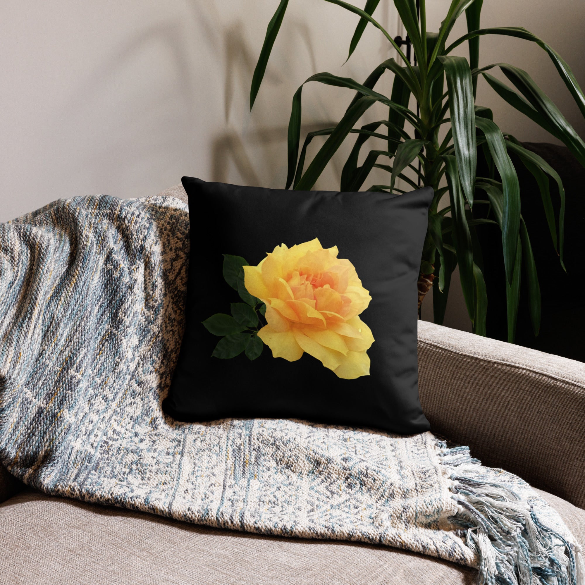 Decorative Throw Pillows - Mustard Dahlia on Charcoal Gray Porta Bella –  Daisy Manor